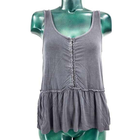 American Eagle Soft & Sexy Ruffle Bottom Flowy Gray Tank top Women's Size M 1108 - Picture 1 of 4
